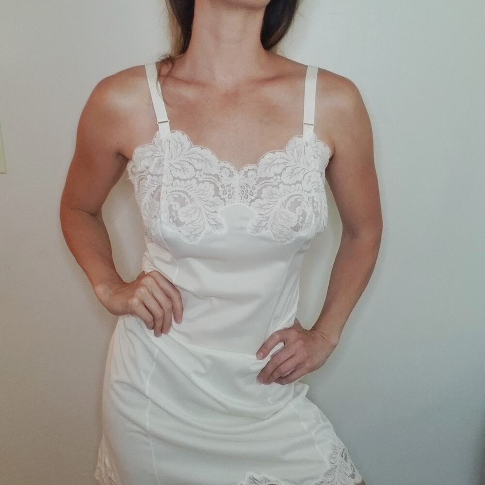 Vintage Nylon Slip Chemise with Lace 36